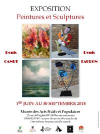 Exposition Peintures et Sculptures. Du 1er juin au 30 septembre 2018 à NOYERS. Yonne. 